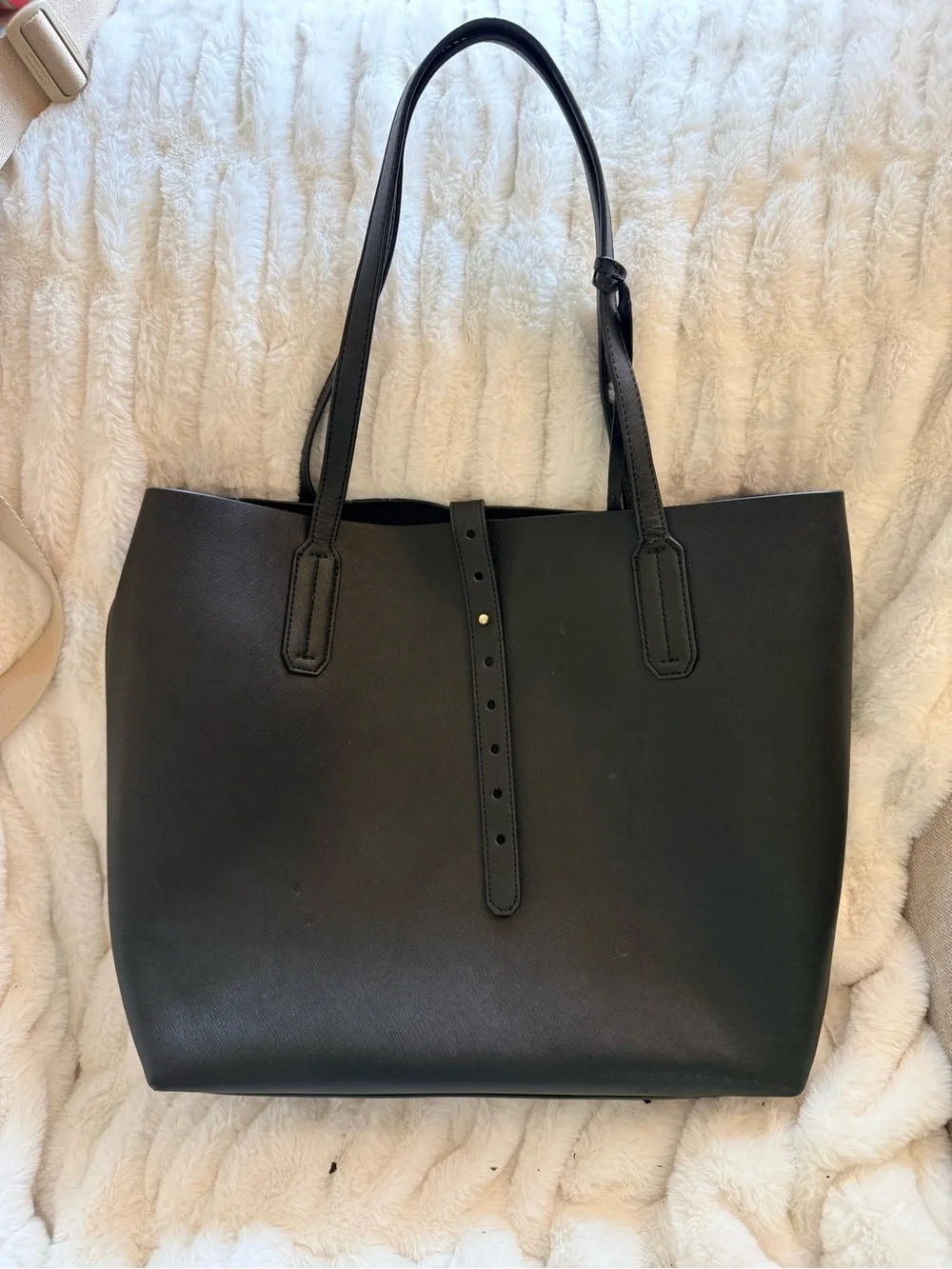 Via Spiga Black Leather Tote Bag with inside removable Pouch and small clutch